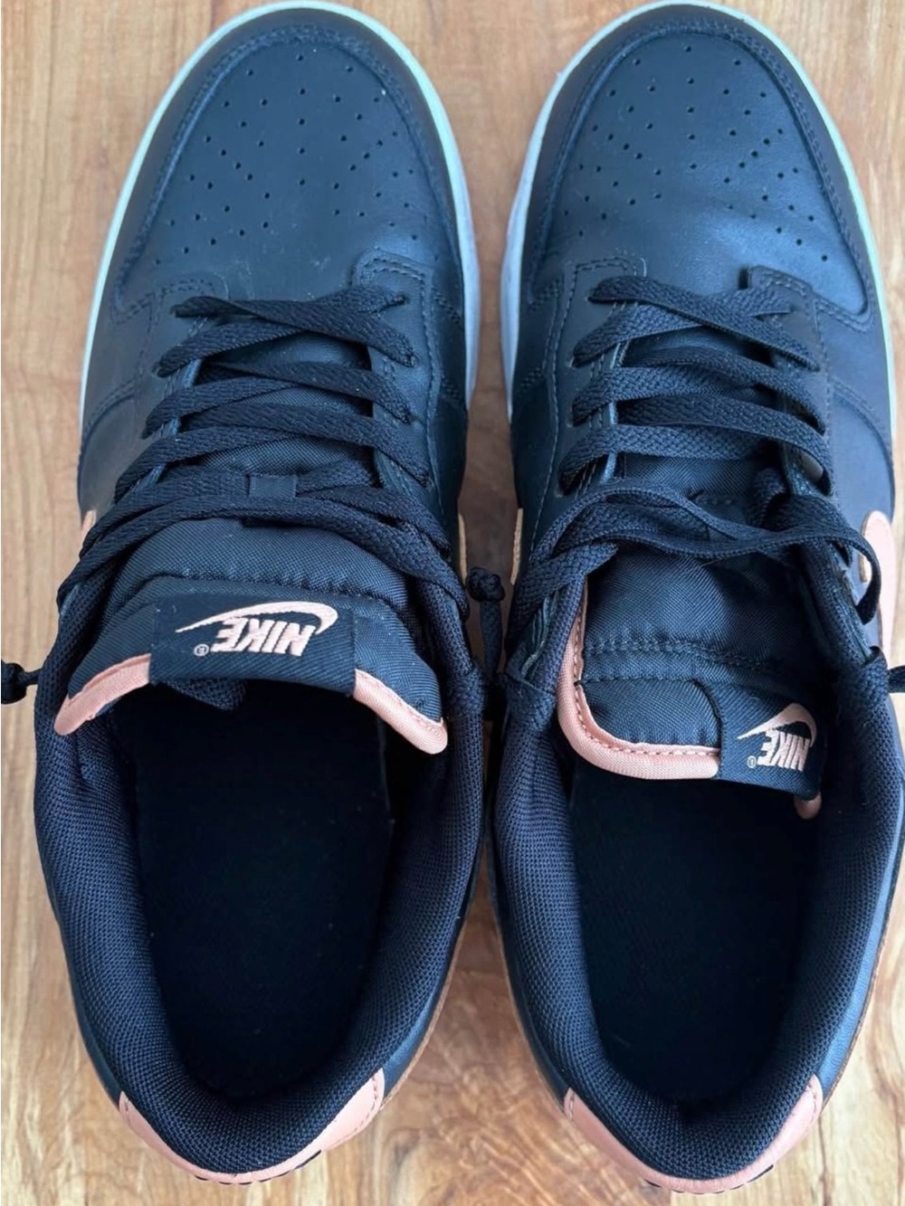 Nike Black Sneakers with Coral Swoosh and Trim - Picture 4 of 5